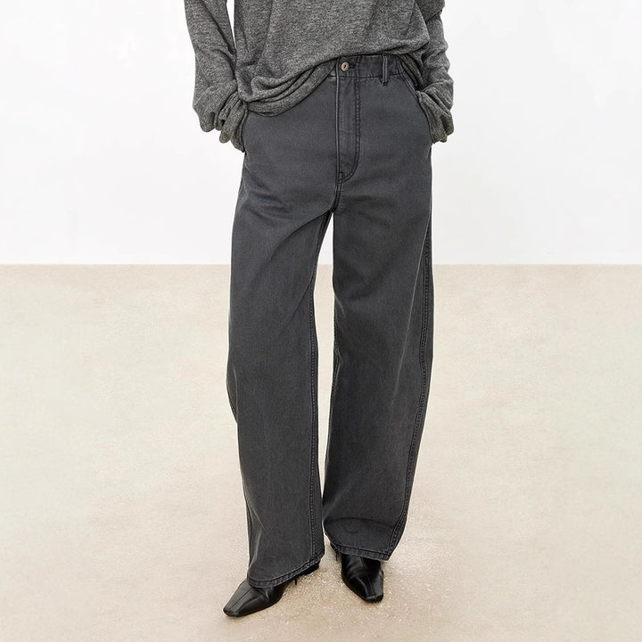Pantalons en denim larges pour femmes à taille haute et coupe confortable Chic & Stil
