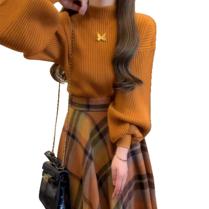 Top Tricoté Élégant pour Femmes avec Manches Bouffantes Large Chic & Stil