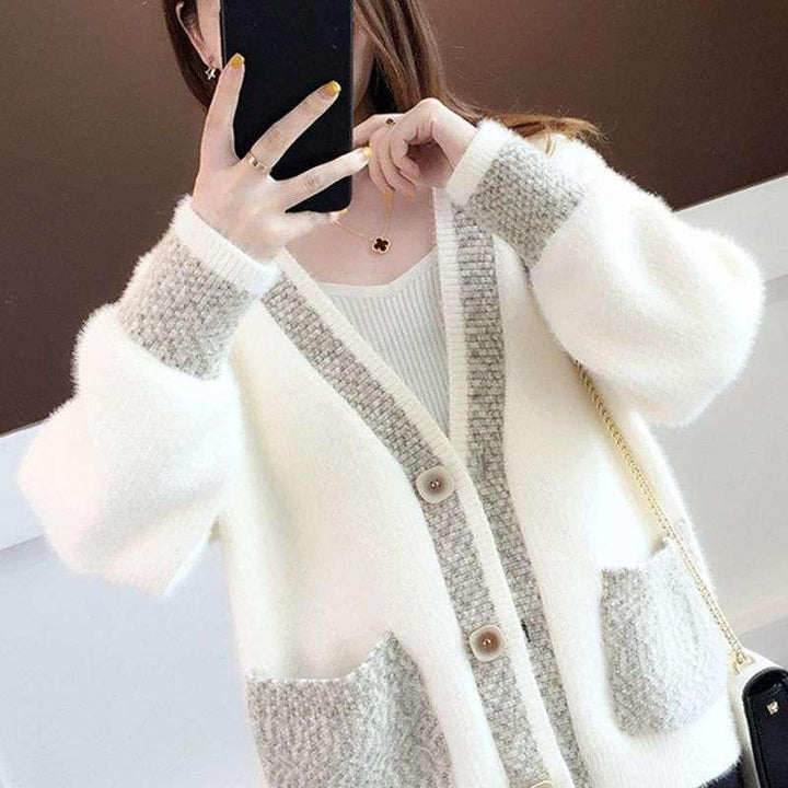 Ladies' knit jacket with trendy contrast details and deep pockets Lune London