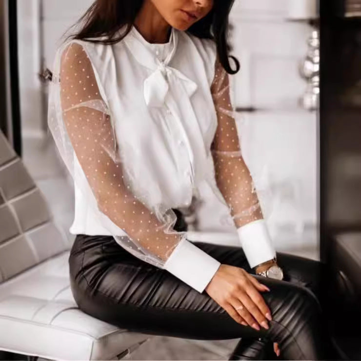 Elegant blouse for women with transparent sleeves Lune London