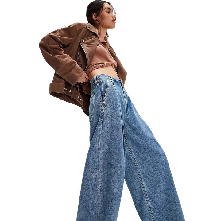 Women's Wide Denim Pants with High Waist and Casual Silhouette Lune London
