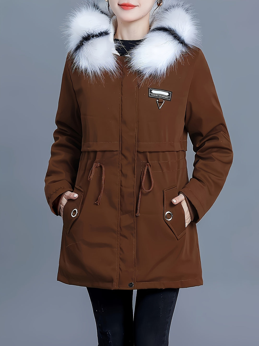 Insulated leisure jacket for women with removable faux fur collar Lune London