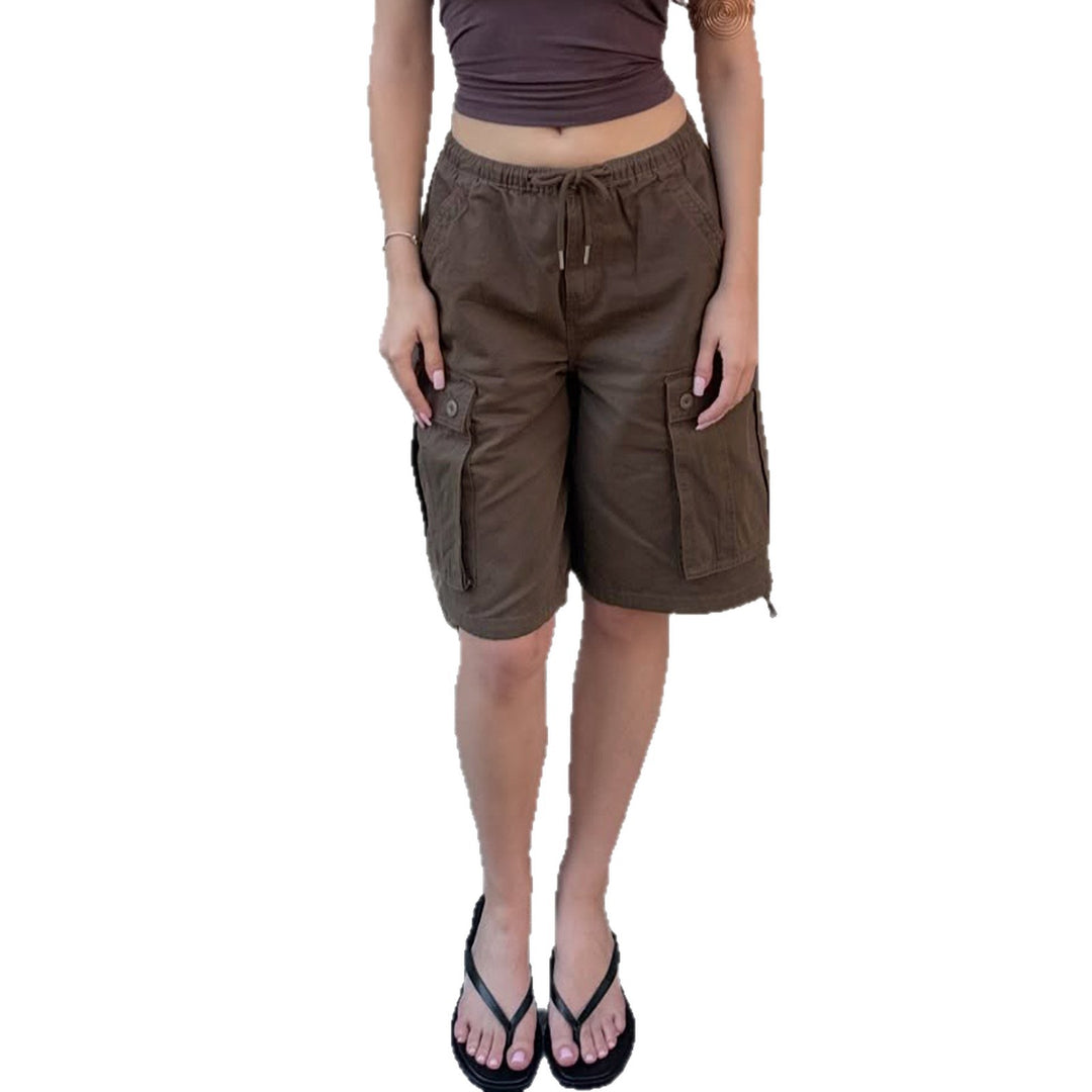 Ladies cargo shorts with elastic waistband and practical side pockets Lune London