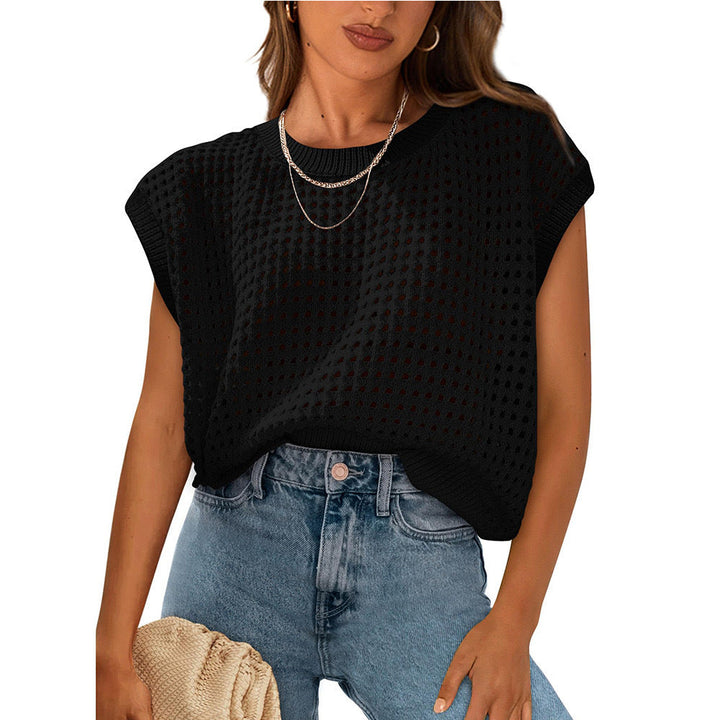 Women's Casual Knit Top with Modern Lace Pattern Lune London
