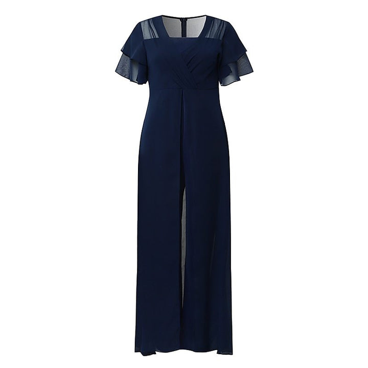 Ladies Elegant Jumpsuit with Chic Chiffon Overlay and Style