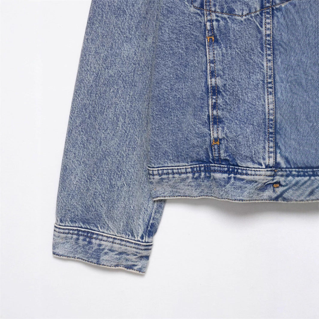 Veste en jean de créateur pour femmes avec coupe asymétrique et poches pratiques Chic & Stil
