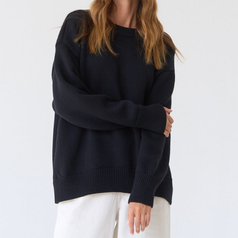 Ladies oversized pullover with a pretty knitted pattern and wide edges Lune London