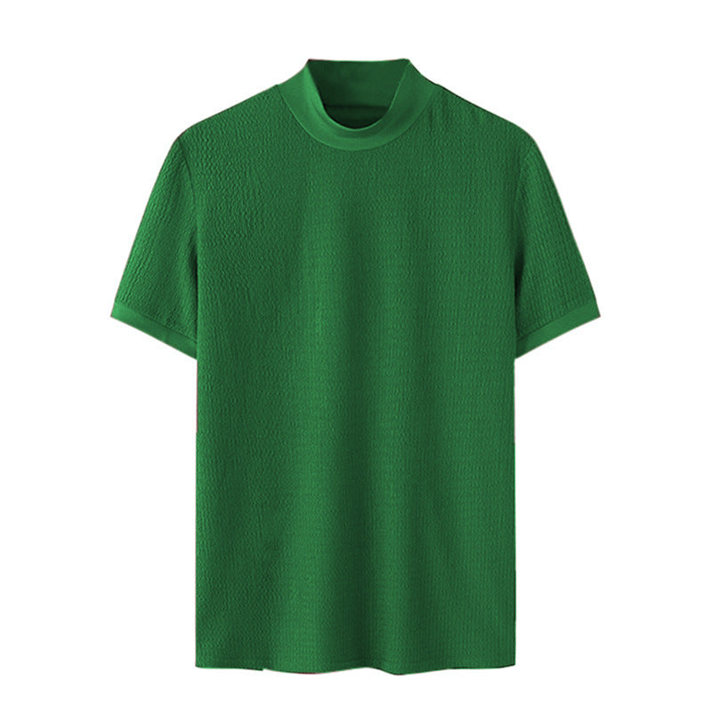 Short sleeve men's t-shirt with a modern structured design and high collar Lune London