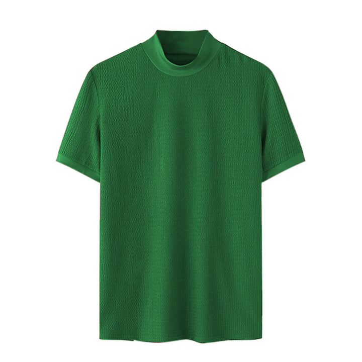 Short sleeve men's t-shirt with a modern structured design and high collar Lune London