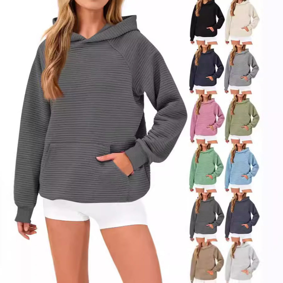 Cozy honeycomb sweater for women with hood and kangaroo pocket Lune London
