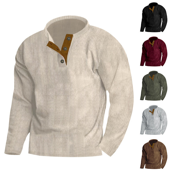 Men's sweater with textured surface and button placket detail Lune London