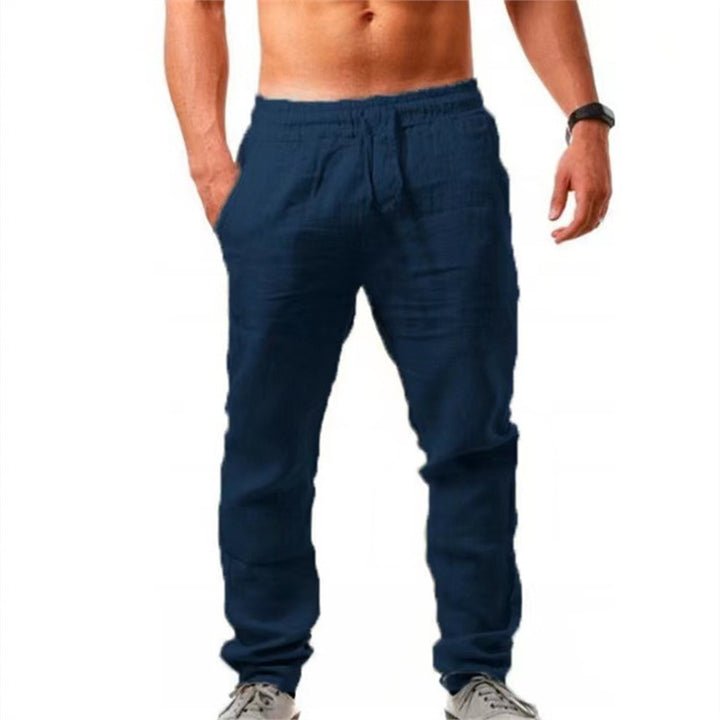 Casual linen pants for men with elastic waistband and adjustable drawstring Lune London