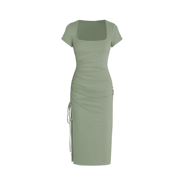 Robe midi moulante pour femme avec fente latérale et détails froncés Chic & Stil