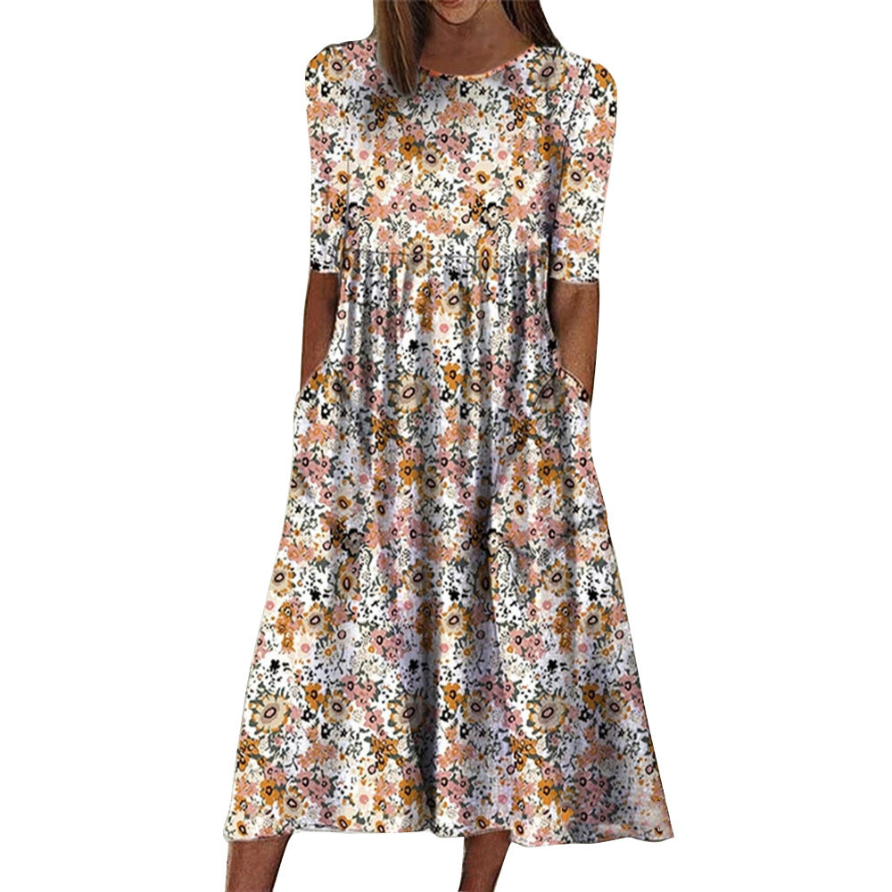 Chic and stylish flowy floral midi dress for women
