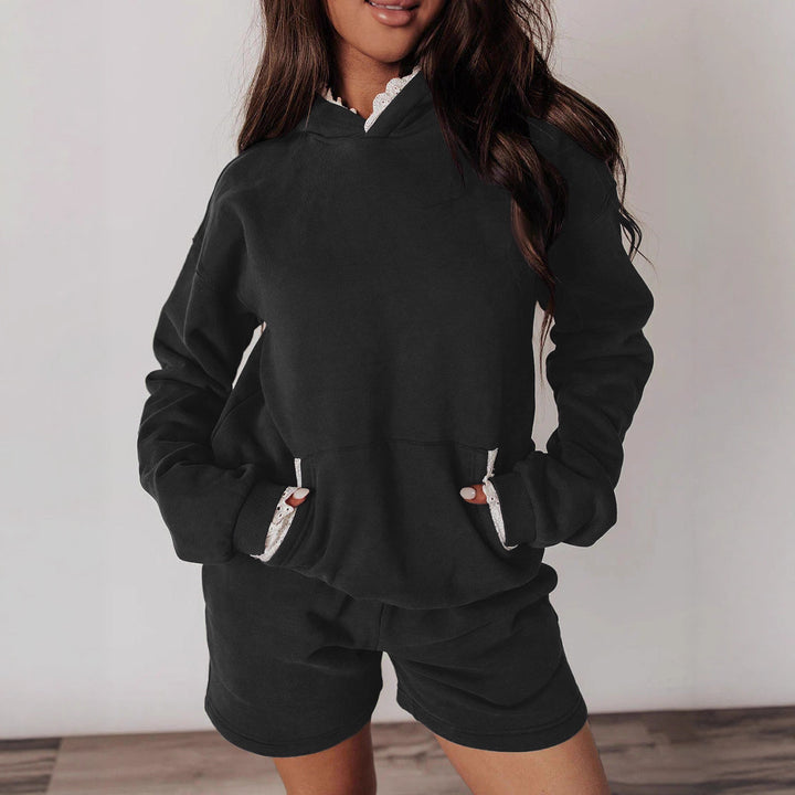 Casual hoodie set for women with decorative lace trim Lune London