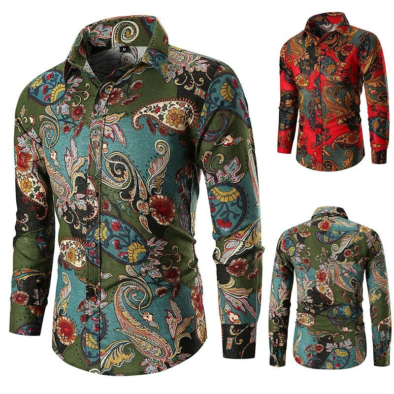 Men's Long Sleeve Shirt with Extravagant Paisley Pattern and Fine Cotton Quality Lune London