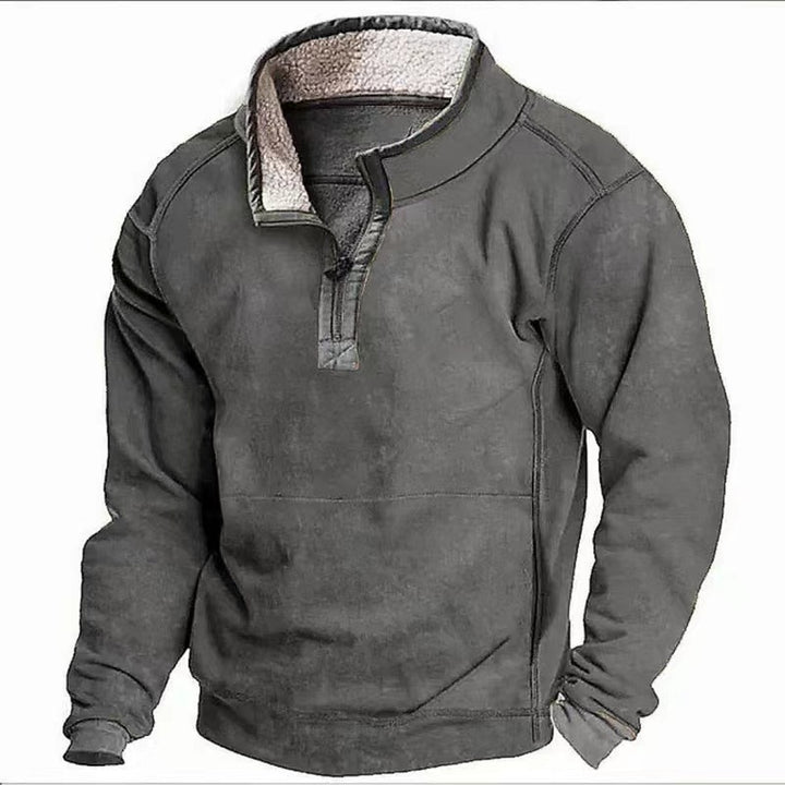 Fleece pullover for men with high collar and practical zipper Lune London