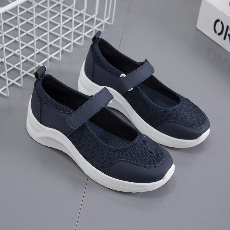 Comfortable lace-up shoes for ladies with velcro closure and breathable mesh surface Lune London