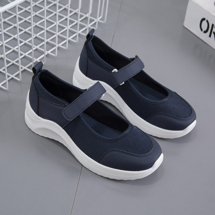 Comfortable lace-up shoes for ladies with velcro closure and breathable mesh surface Lune London