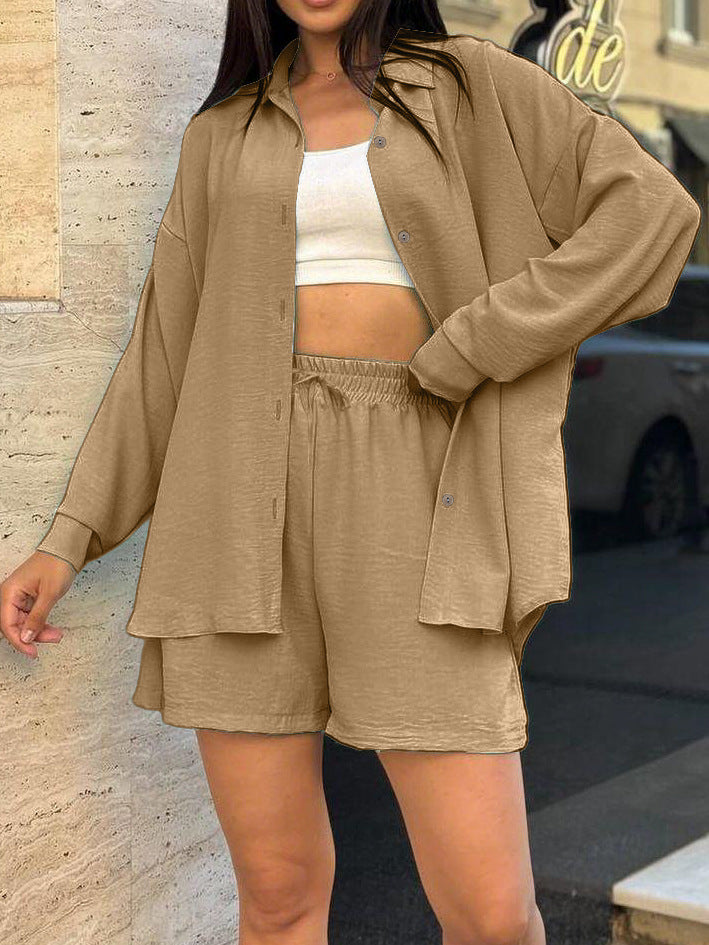 Casual overshirt set for women with elastic waist and loose shorts Lune London