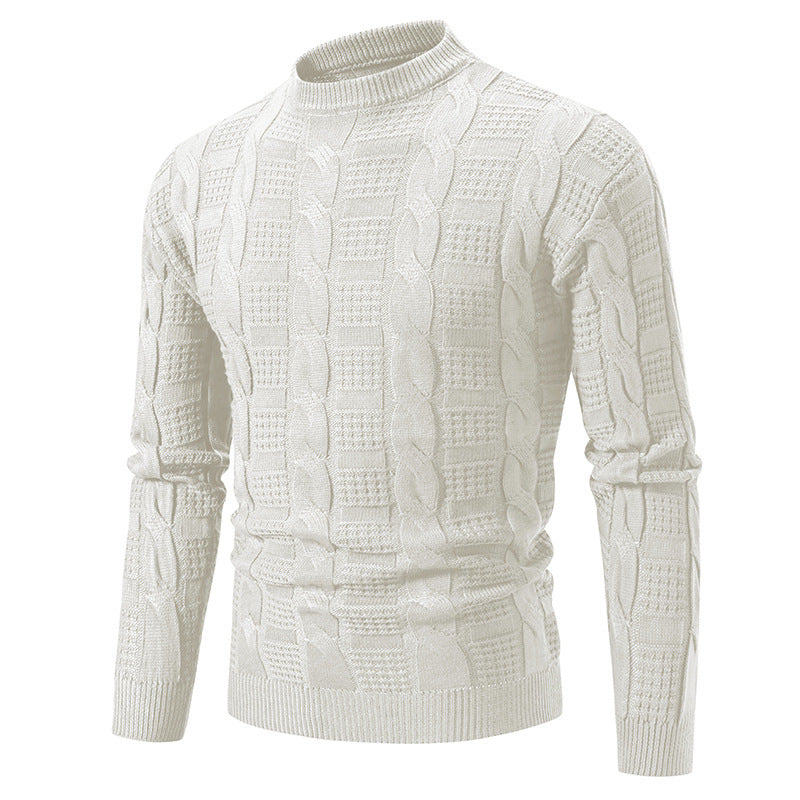 Elegant knitted sweater for men with high neck and cable knit pattern Lune London