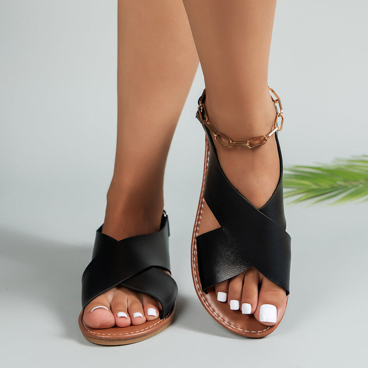 Ladies Casual Sandals with Crisscross Straps Lune London