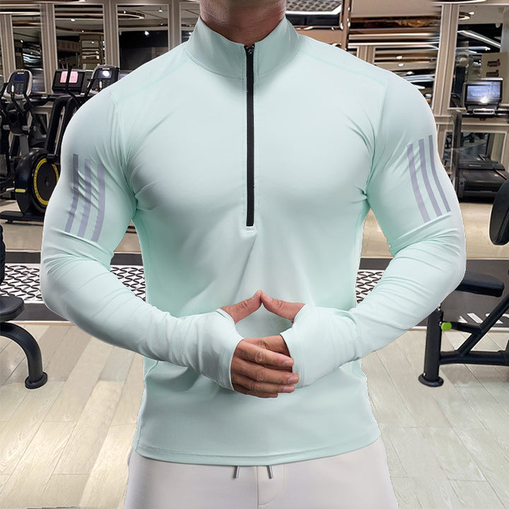 Men's Breathable Fitness Top with Short Zip Lune London