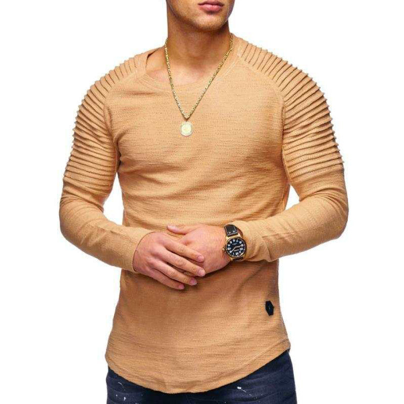 Elegant long-sleeve sweater for men with textured design and slim fit Chic and Style