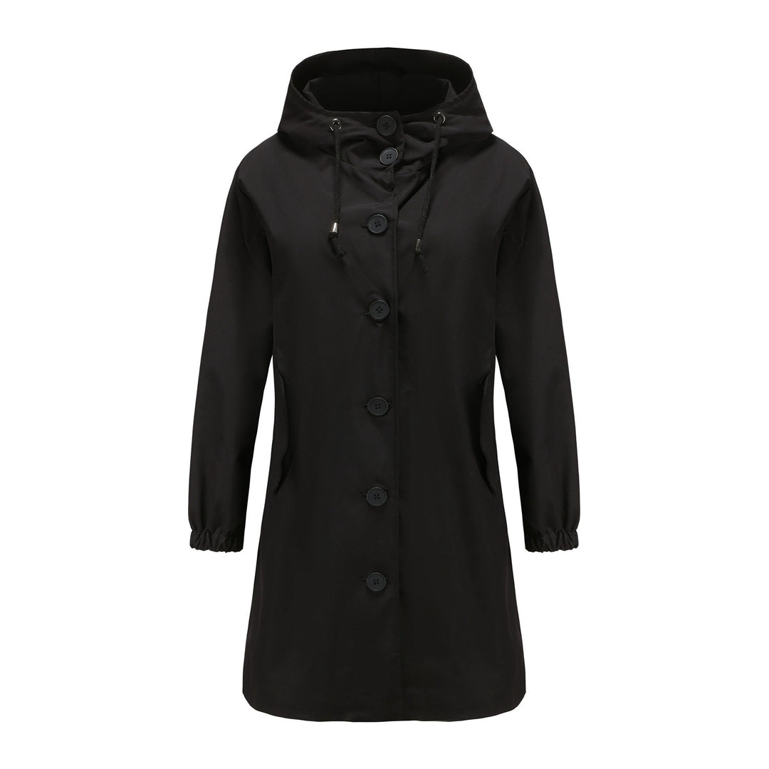 Fashionable transitional jacket for women with adjustable hood and practical pockets Lune London