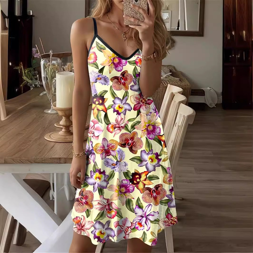 Ladies floral pattern spaghetti straps mini dress Lune London