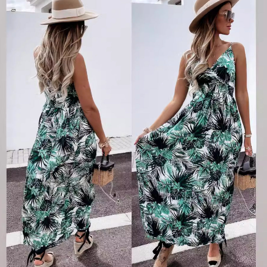 Lune London Tropical Print A-Line Maxi Dress for Women