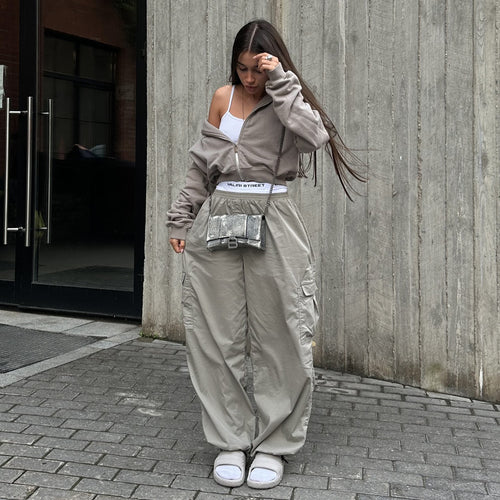 Casual utility style cargo pants for women with an elastic waistband and practical pockets Lune London