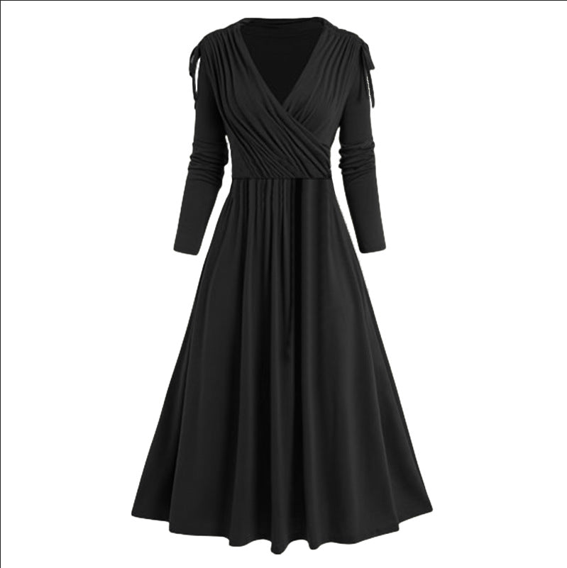 Midi dress for women with draped effect and long sleeves Lune London