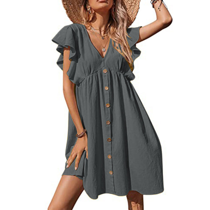 Airy summer dress for women with playful ruffle details and button closure Lune London