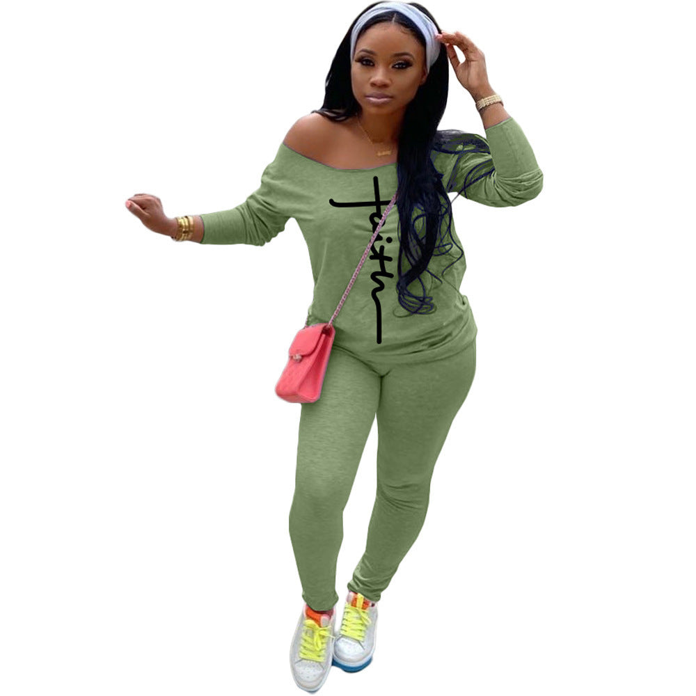 Ladies Off-Shoulder Jumpsuit Comfortable with Trendy Print and Chic Elastic Waist