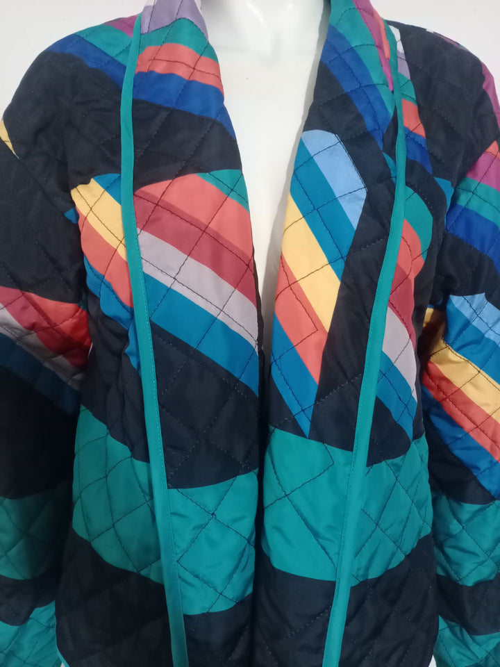 Ladies down jacket with colorful geometric pattern Lune London
