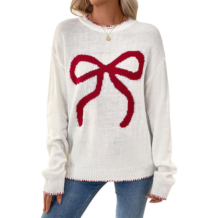 Ladies comfortable sweater with festive bow pattern Lune London