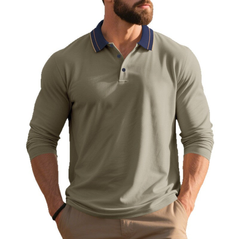 Long sleeve polo shirt for men with contrasting collar Lune London