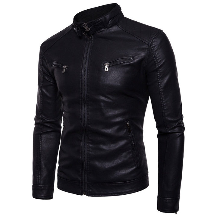 Lune London stylish motorcycle jacket for men in faux leather with high collar