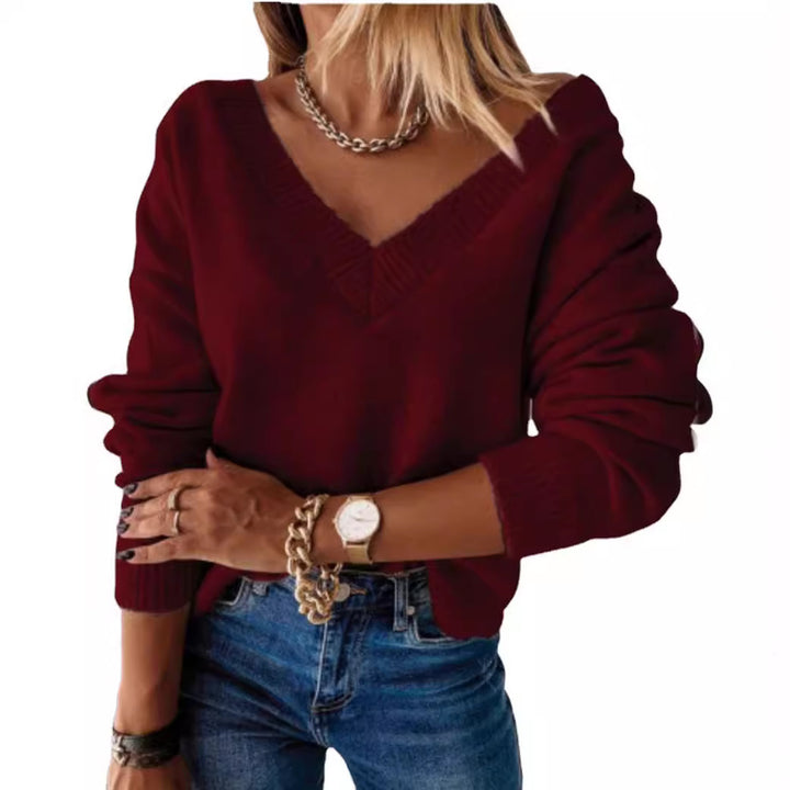 Lune London Soft Knit V Neck Casual Women's Sweater