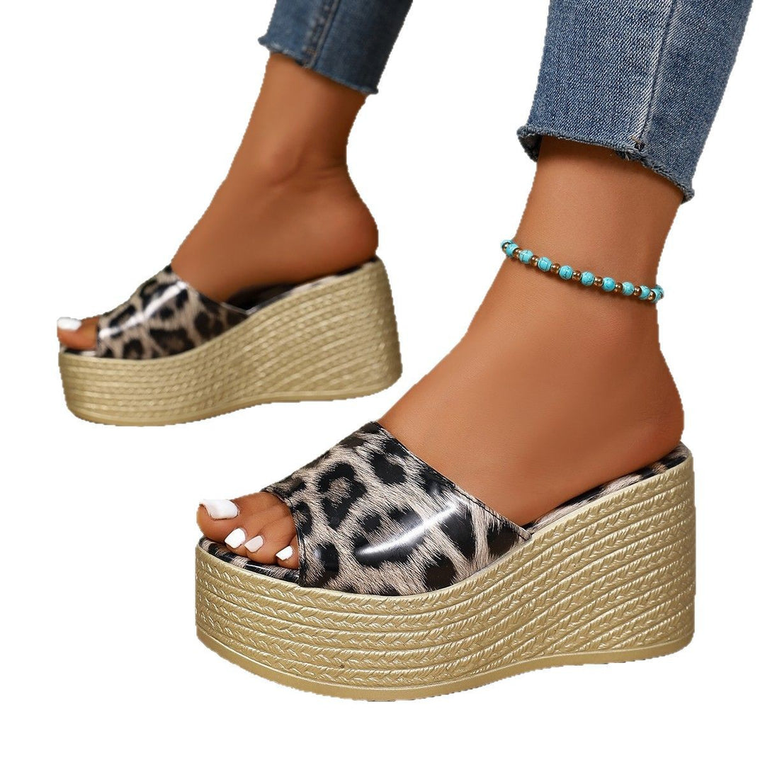 Ladies Platform Mules with trendy leopard print and refined strap design Lune London