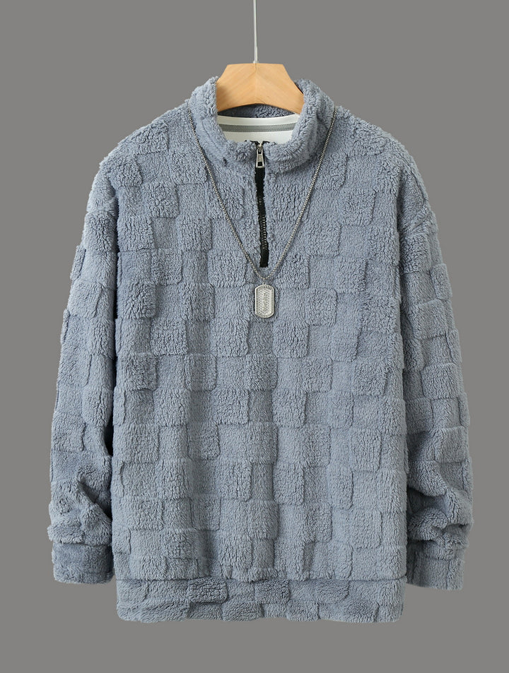 Comfortable fleece pullover for men with a high collar and zipper Lune London