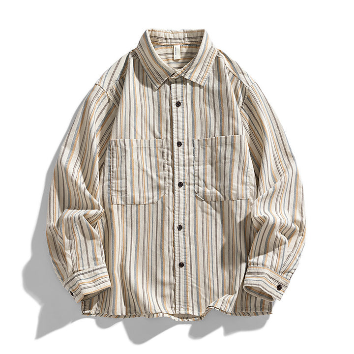 Women Long Sleeve Shirt with Decorative Striped Pattern Lune London