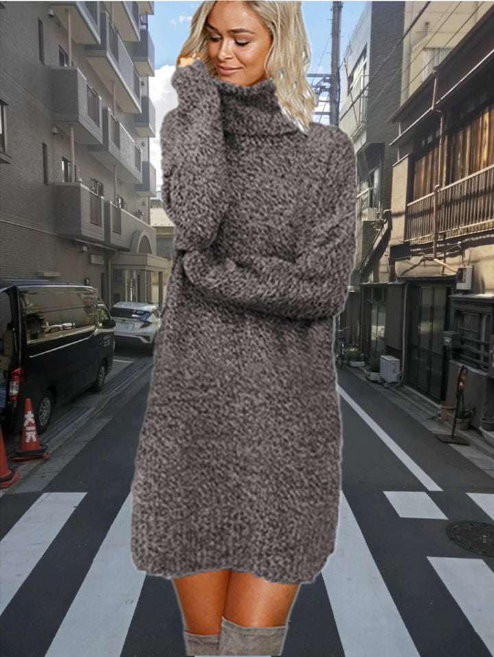Knit dress for women with turtleneck in cozy material Lune London