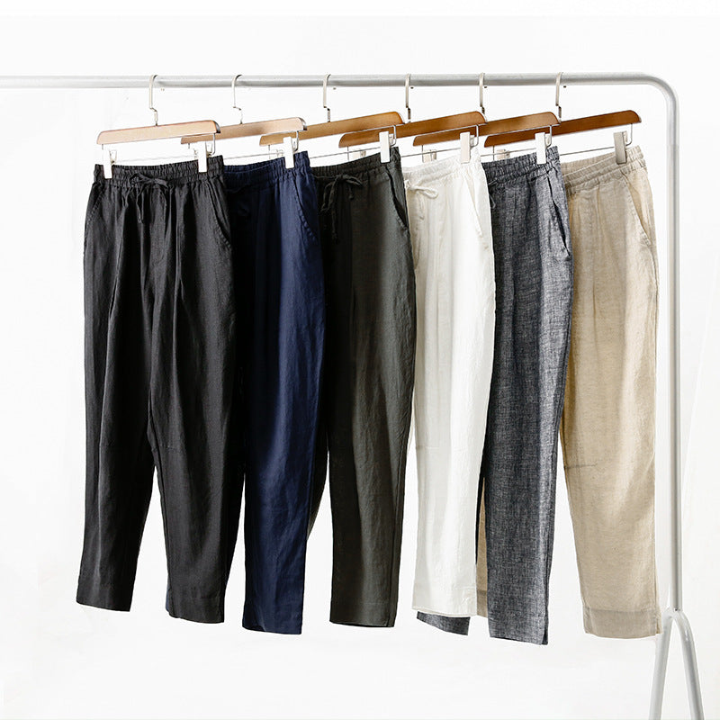 Casual linen pants for women with an elastic waist and practical side pockets Lune London