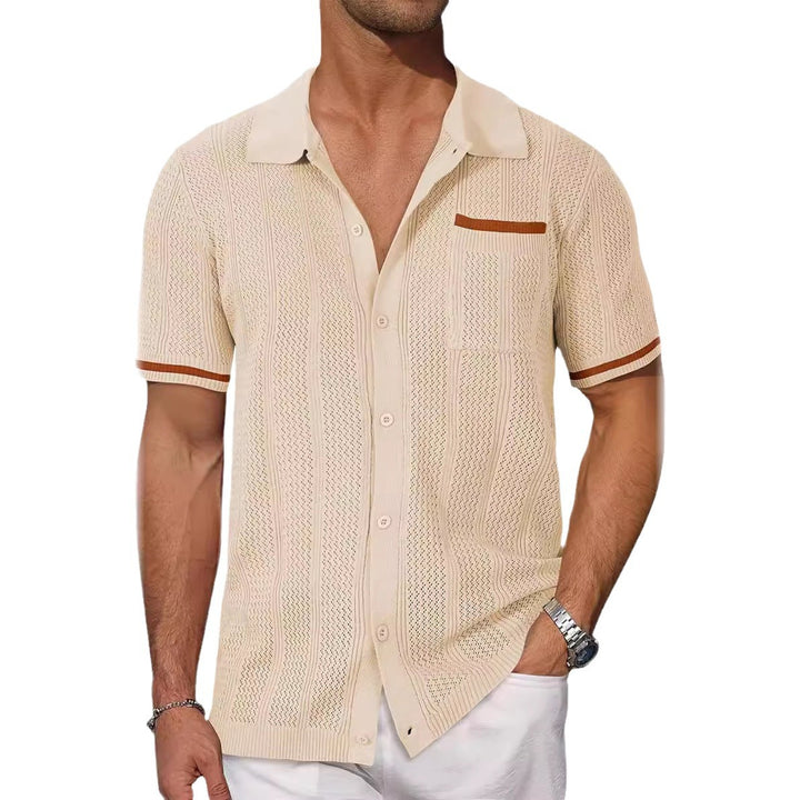 Short sleeve breathable shirt for men with a decorative perforation pattern Lune London