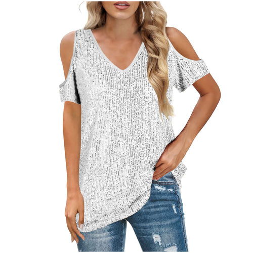Woman Top Sequins Cold-Shoulder Lune London