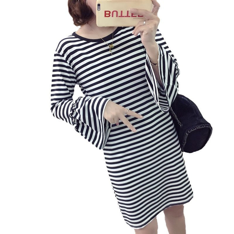 Women's striped mini dress with voluminous sleeves Lune London