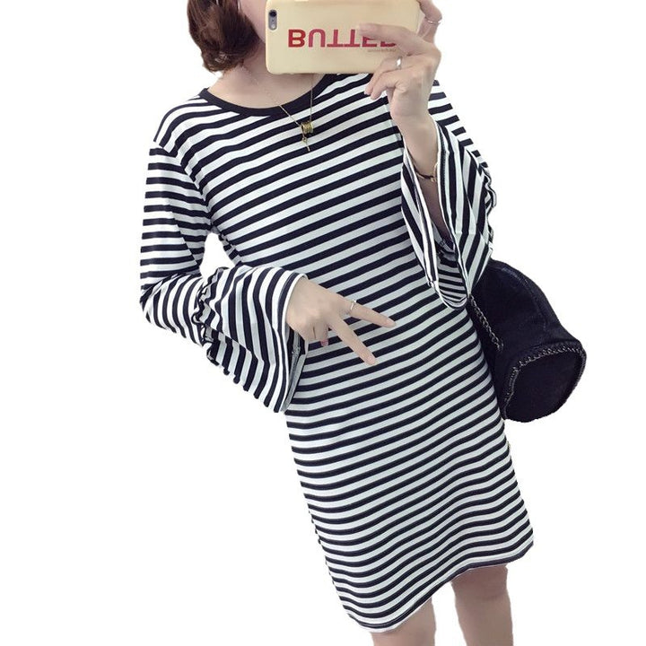 Women's striped mini dress with voluminous sleeves Lune London