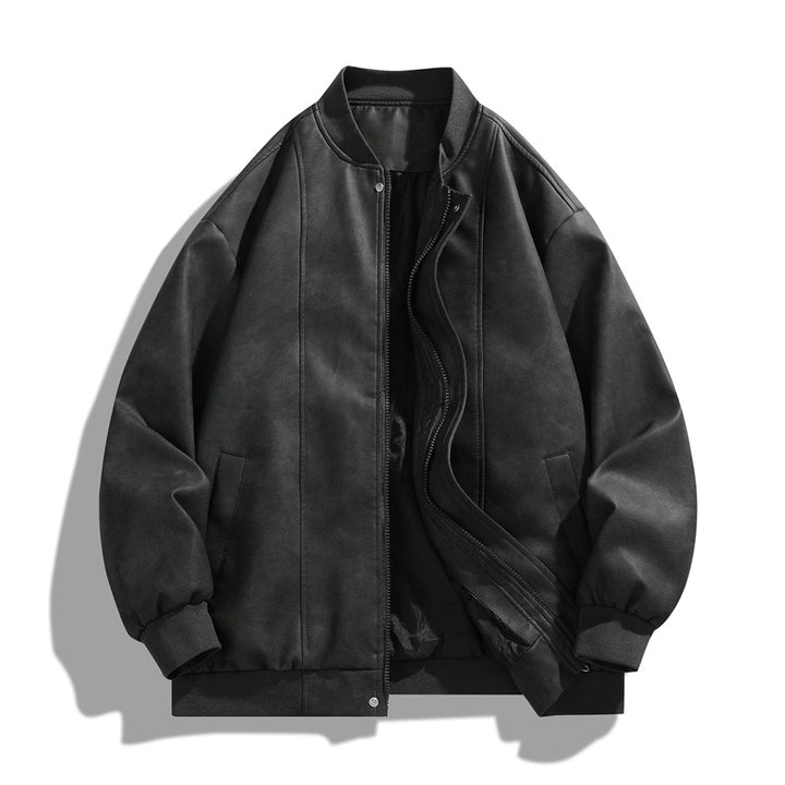 Casual synthetic leather jacket for men with elastic cuffs and practical pockets Lune London
